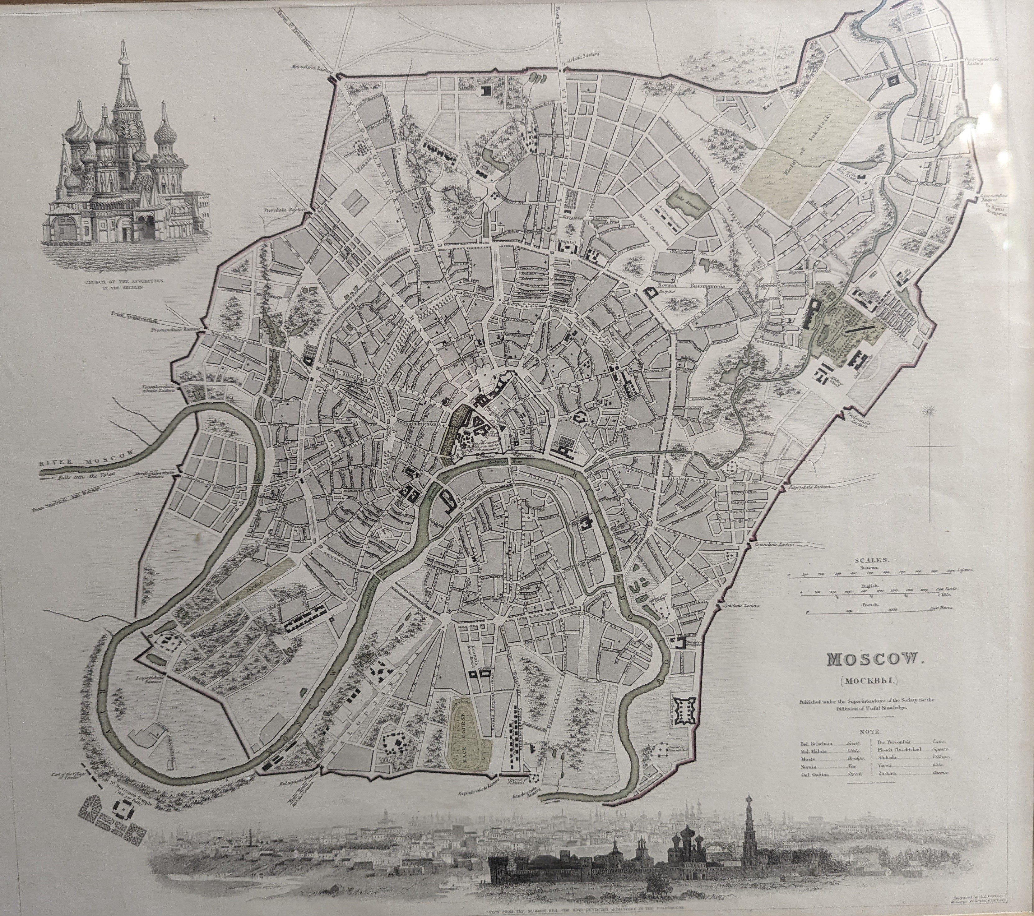 Franz Von Reilly, coloured engraving, German Map of Scotland, 1795, 46 x 63cm and two other later steel engraved maps of Moscow and St Petersburg, 32 x 39cm